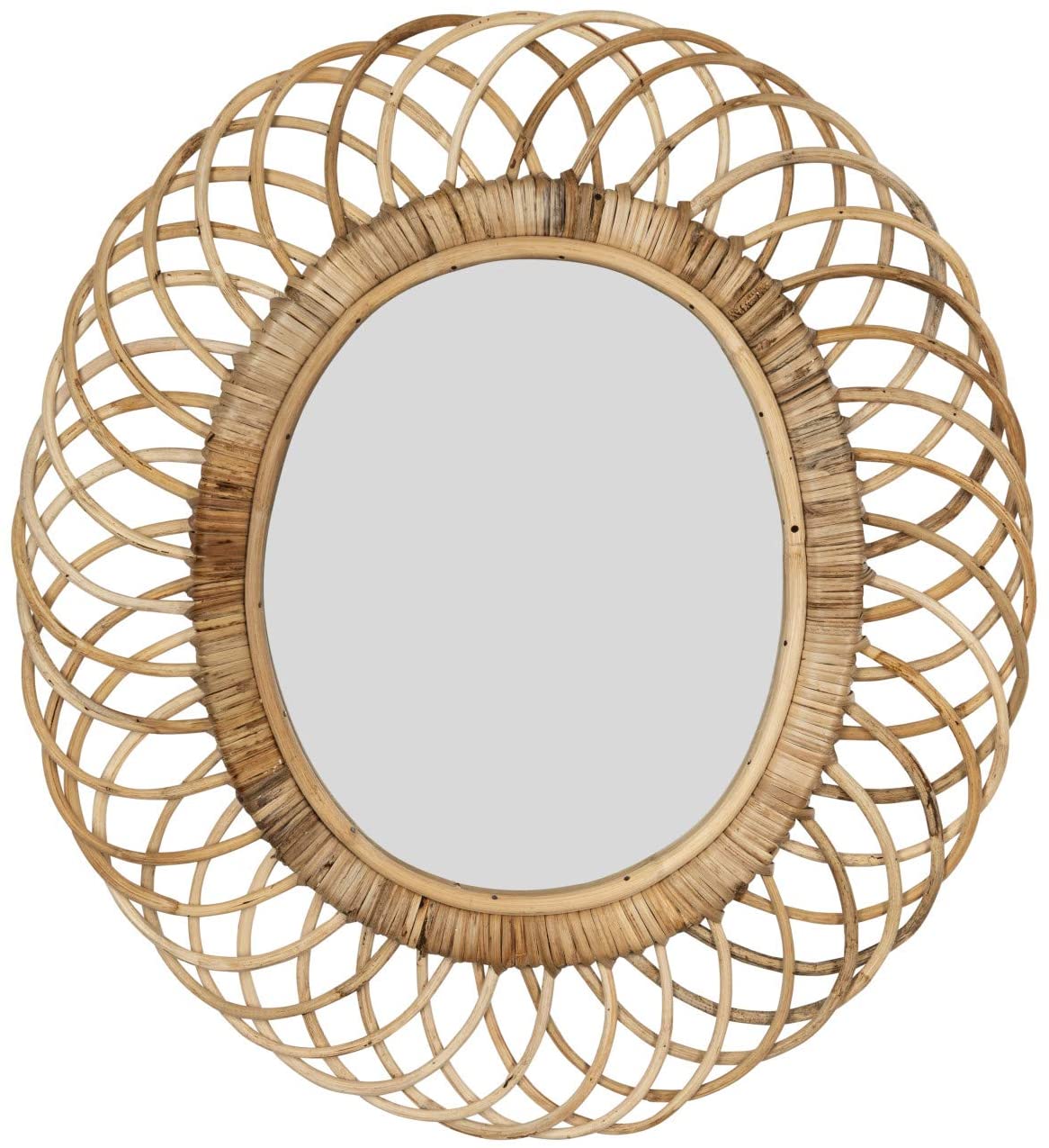 oval woven bamboo wall mirror