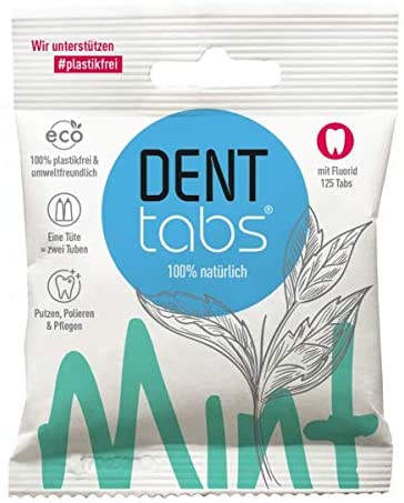 bag of dent tabs tablet toothpaste