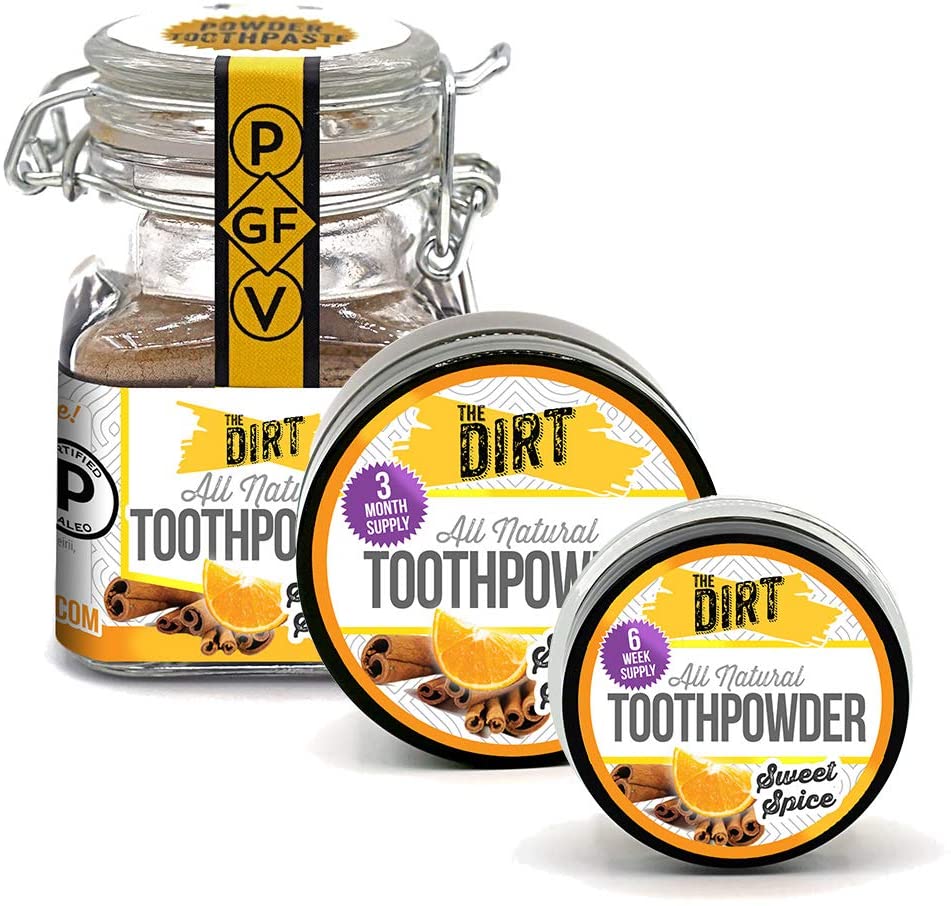 product view of dirt tooth brushing powder