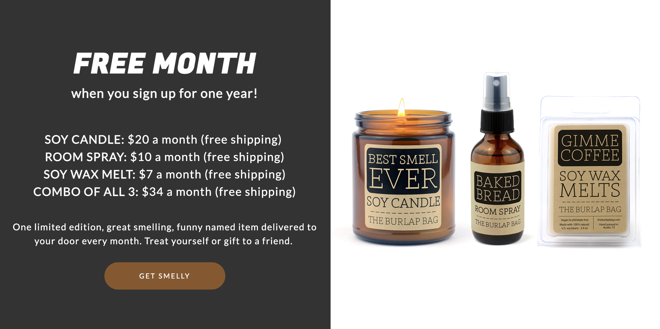 the burlap bag subscription candle pricing